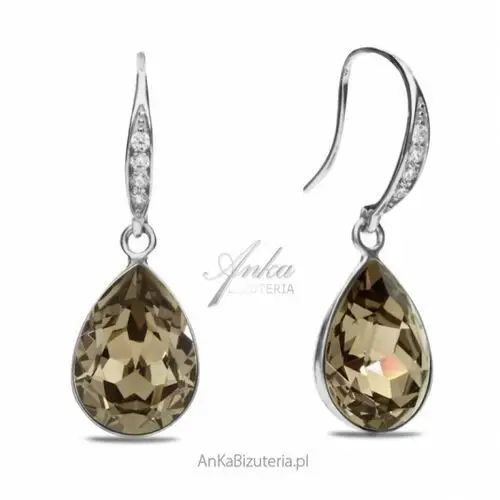 Ankabizuteria.pl Kolczyki srebrne classy pear swarovski w kolorze greige