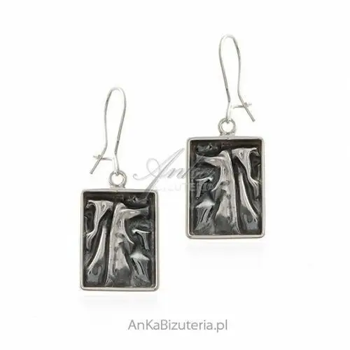Ankabizuteria.pl Kolczyki srebrne oksydowane - biżuteria srebrna ręcznie robiona, kolor szary