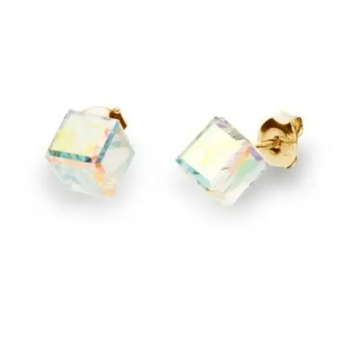 Ankabizuteria.pl Kolczyki srebrne pozłacane medium cube studs boreare, kolor szary