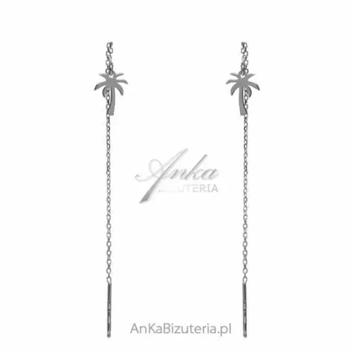 Ankabizuteria.pl Kolczyki srebrne przeciągane palmy, kolor szary