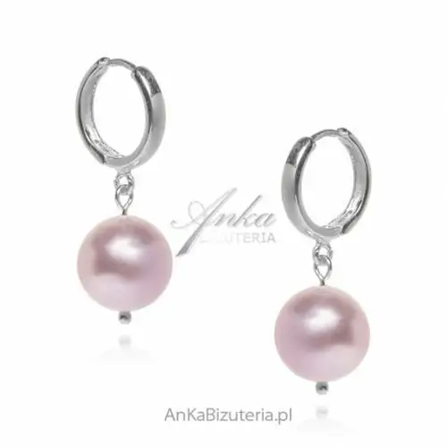 Ankabizuteria.pl Kolczyki srebrne z różową perłą swarovski, kolor różowy