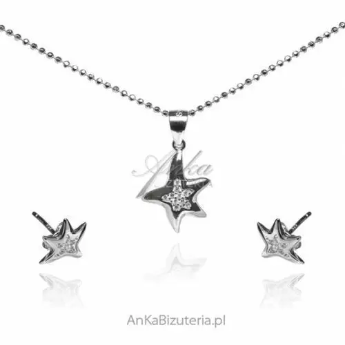 Ankabizuteria.pl Komplet biżutereia srebrna gwiazdki z mikrocyrkoniami