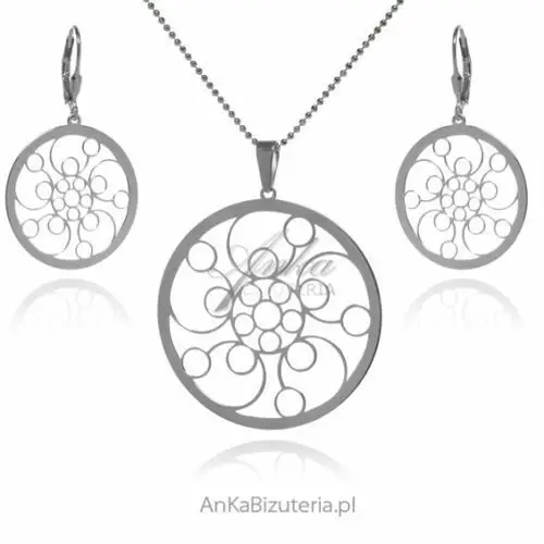 Ankabizuteria.pl Komplet biżuteria srebrna ażury