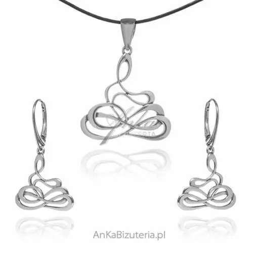 Ankabizuteria.pl Komplet biżuteria srebrna esy floresy, kolor szary