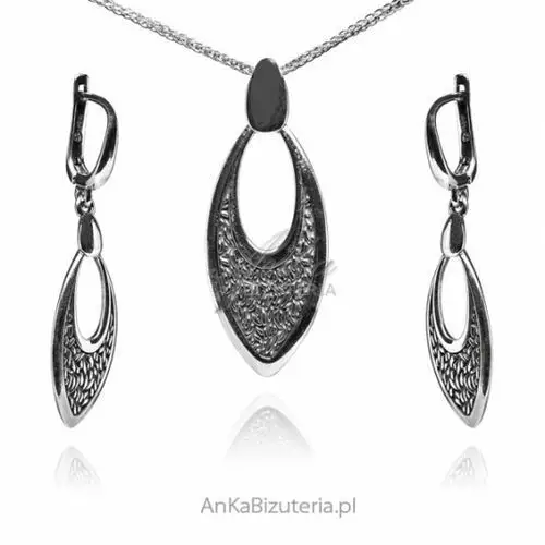 Ankabizuteria.pl Komplet biżuteria srebrna oksydowana frida, kolor szary