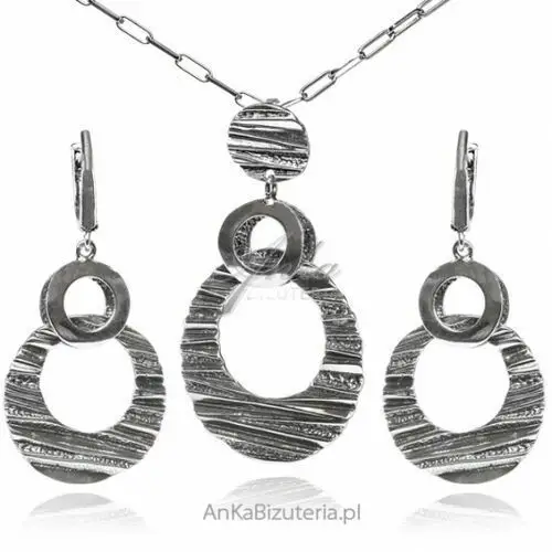 Ankabizuteria.pl Komplet biżuteria srebrna oksydowana, kolor szary