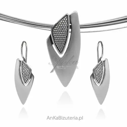Ankabizuteria.pl Komplet biżuteria srebrna oksydowana lena, kolor szary