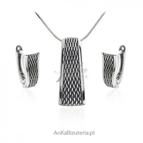 Ankabizuteria.pl Komplet biżuteria srebrna oksydowana scarlett, kolor szary