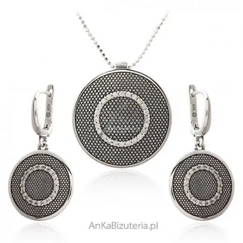 Ankabizuteria.pl Komplet biżuteria srebrna oksydowana z cyrkoniami