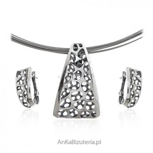 Ankabizuteria.pl Komplet biżuteria srebrna oksydowana z kolekcji scarlett, kolor szary