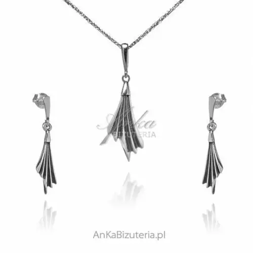 Ankabizuteria.pl Komplet biżuteria srebrna oksydowany, kolor szary