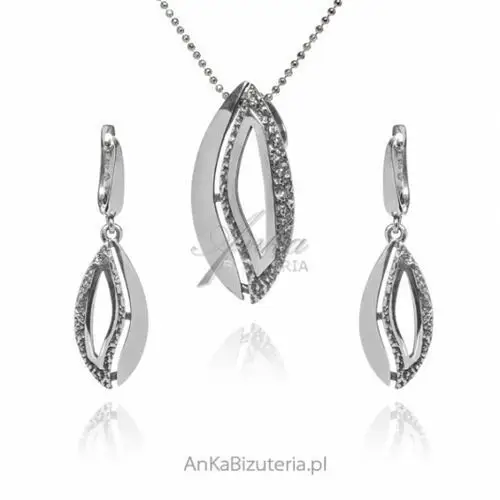 Ankabizuteria.pl Komplet biżuteria srebrna oksydowany laura, kolor szary