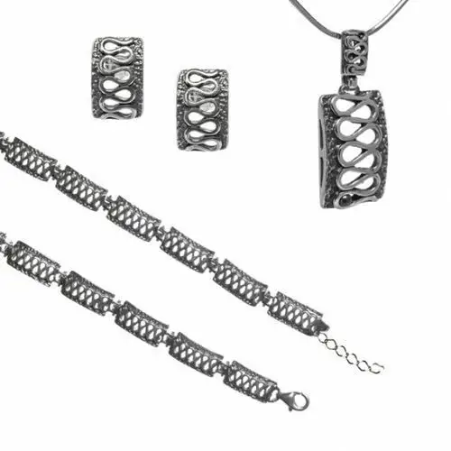 Ankabizuteria.pl Komplet biżuteria srebrna prostokąty w esy floresy