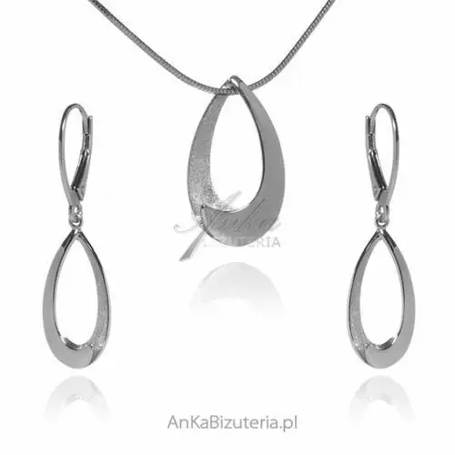 Ankabizuteria.pl Komplet biżuteria srebrna rodowana i satynowana, kolor szary