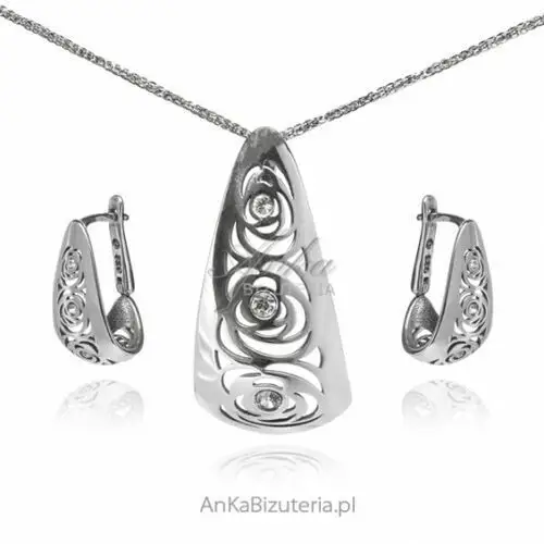 Ankabizuteria.pl Komplet biżuteria srebrna - "różane marzenie"