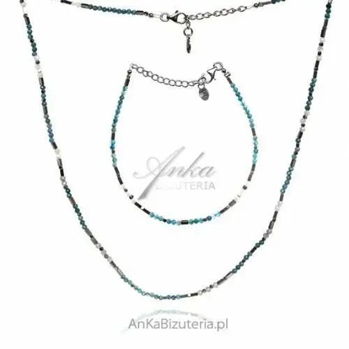 Ankabizuteria.pl Komplet biżuteria srebrna z apatytem, kamieniem księżycowym i, kolor szary