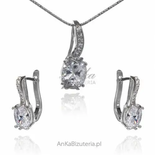 Ankabizuteria.pl Komplet biżuteria srebrna z białymi cyrkoniamii
