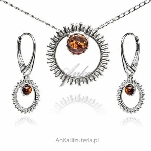 Ankabizuteria.pl Komplet biżuteria srebrna z bursztynem