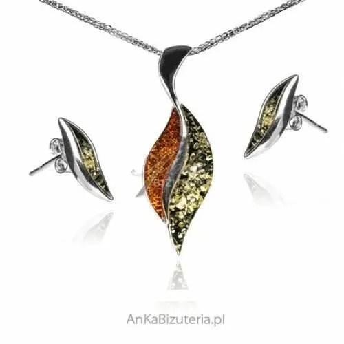 Ankabizuteria.pl Komplet biżuteria srebrna z bursztynem katia ii, kolor pomarańczowy