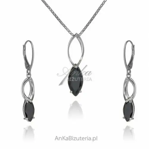 Ankabizuteria.pl Komplet biżuteria srebrna z czarną cyrkonią