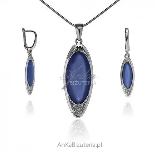 Ankabizuteria.pl Komplet biżuteria srebrna z granatoym uleksytem, kolor niebieski