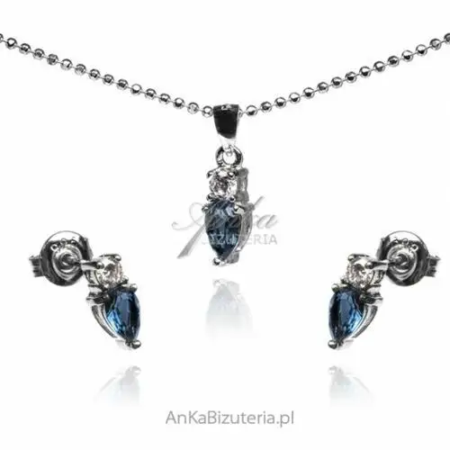 Ankabizuteria.pl Komplet biżuteria srebrna z niebieską cyrkonią, kolor niebieski
