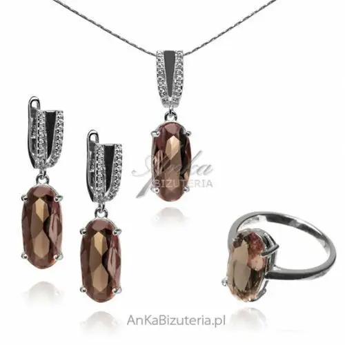 Ankabizuteria.pl Komplet biżuteria srebrna z sultanitem i białymi cyrkoniami