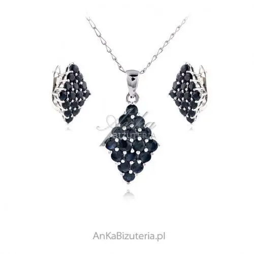 Ankabizuteria.pl Komplet biżuteria srebrna z szafirami, kolor szary