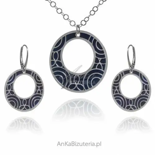 Ankabizuteria.pl Komplet biżuteria srebrna z tytanem okrągły