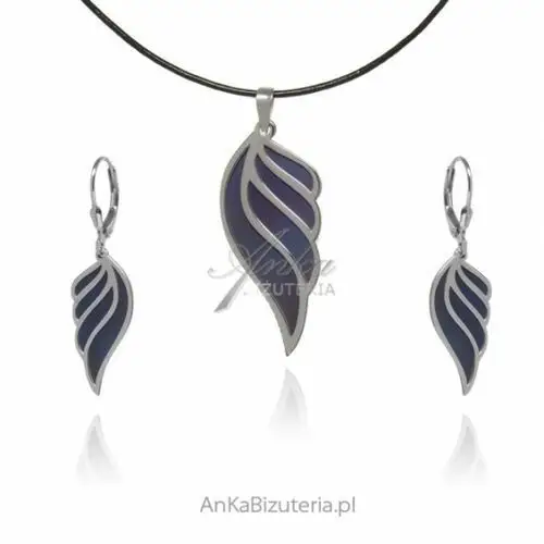 Ankabizuteria.pl Komplet biżuteria srebrna z tytanem skrzydełka, kolor szary