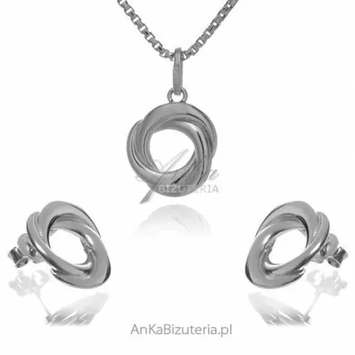 Ankabizuteria.pl Komplet biżuteria srebrna zakręcone kółeczka