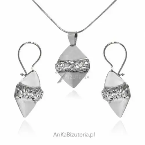 Ankabizuteria.pl Komplet biżuterii srebrnej vintage z oksydowanym zdobnikiem