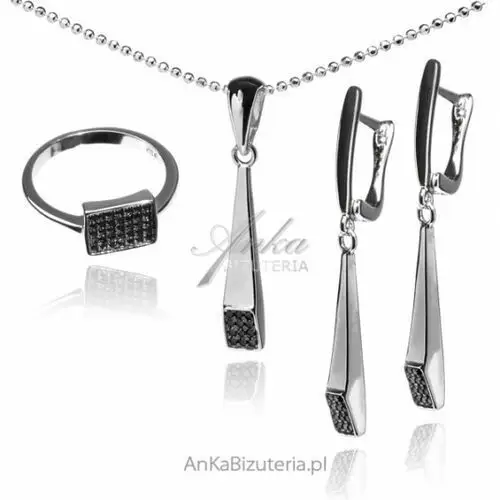 Ankabizuteria.pl Komplet biżuterii srebrnej z czarnymi onyksami