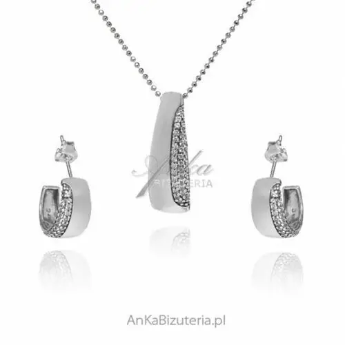 Ankabizuteria.pl Komplet biżuterii srebrnej z maleńkimi cyrkoniami, kolor szary