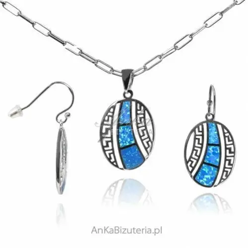 Ankabizuteria.pl Komplet biżuterii srebrnej z opalem, kolor szary