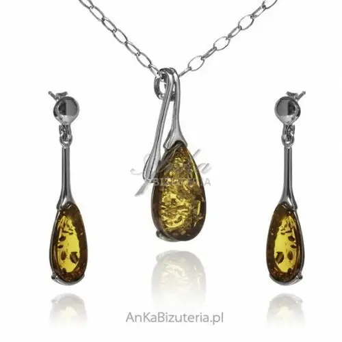 Ankabizuteria.pl Komplet biżuterii z bursztynem brianna, kolor pomarańczowy