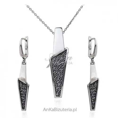Ankabizuteria.pl Komplet srebrnej biżuterii oksydowany "piorunujące wrażenie"