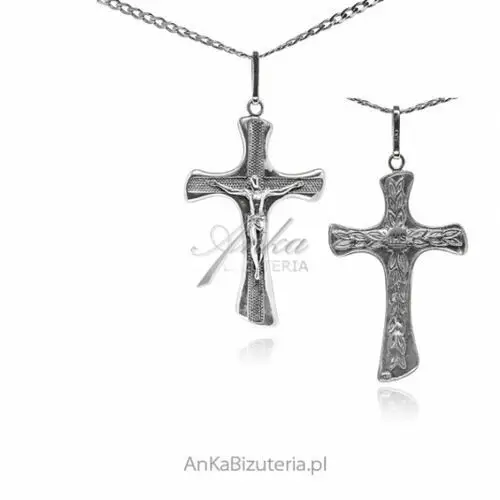 Ankabizuteria.pl Krzyż srebrny oksydowany duży męski