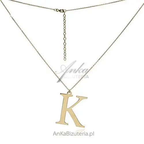 Ankabizuteria.pl Modna biżuteria srebrna naszyjnik pozłacany z literką k, kolor szary