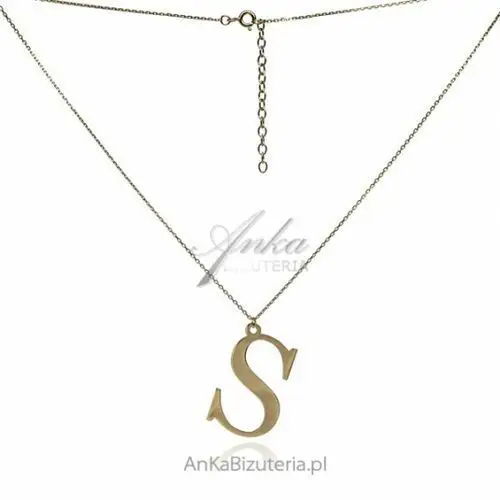 Ankabizuteria.pl Modna biżuteria srebrna naszyjnik pozłacany z literką s, kolor szary