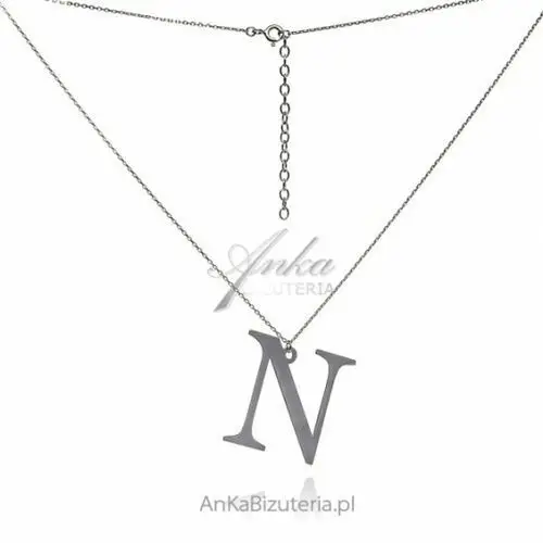Ankabizuteria.pl Modna biżuteria srebrna naszyjnik rodowany z literką n