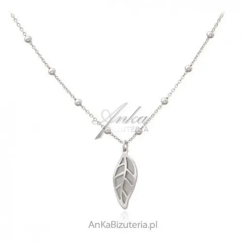 Ankabizuteria.pl Naszyjnik srebrny listek - modna biżuteria srebrna, kolor szary