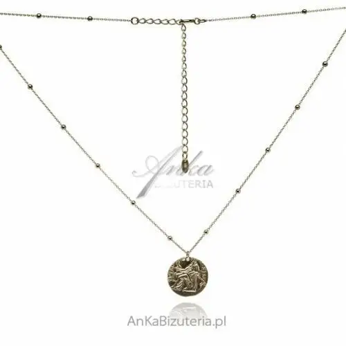 Ankabizuteria.pl Naszyjnik srebrny pozłacany medalion - modna biżuteria, kolor szary