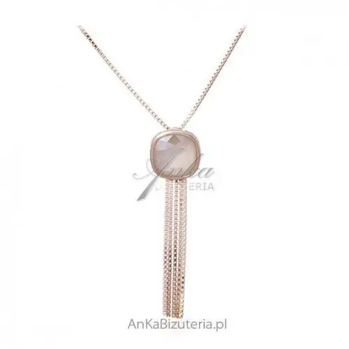 Ankabizuteria.pl Naszyjnik srebrny pozłacany różowym złotem z kryształem swarovski, kolor różowy