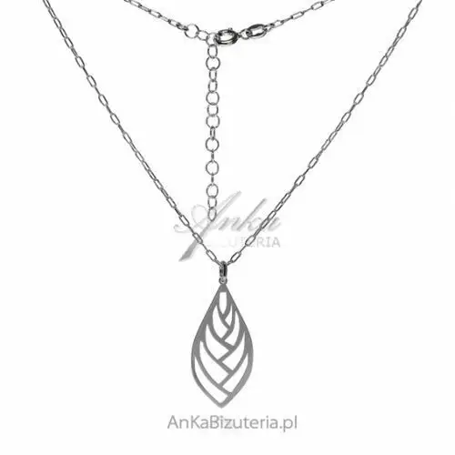 Ankabizuteria.pl Naszyjnik srebrny z ażurowym listkiem - modna biżuteria srebrna