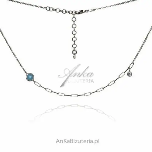 Ankabizuteria.pl Naszyjnik srebrny z niebieską cyrkonią - połączenie modnego, kolor niebieski