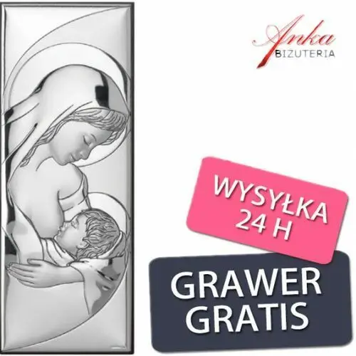 Ankabizuteria.pl Obrazek srebrny madonna karmiąca 11 cm 32 cm