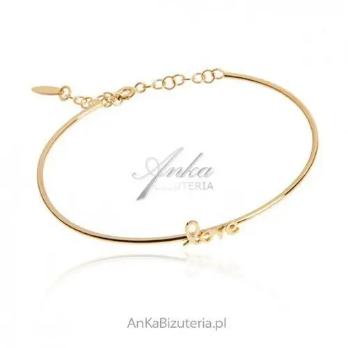 Ankabizuteria.pl Piękna bransoletka srebrna pozłacana love biżuteria włoska