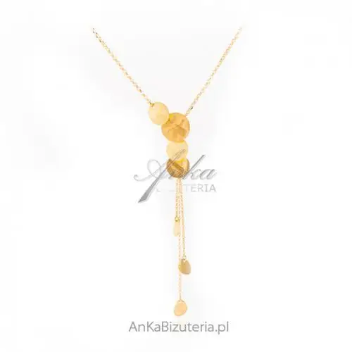Ankabizuteria.pl Piękny naszyjnik srebrny pozłacany satynowany - elegancka biżuteria, kolor szary