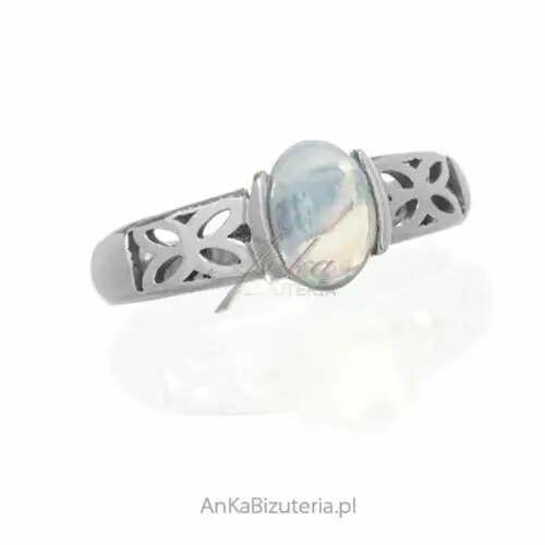 Ankabizuteria.pl Piękny pierścionek srebrny z prawdziwym opalem australijskim, kolor szary